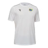 A photo of the Celbridge Tennis Club 'Rigel Hero' T-Shirt in White, with club crest on left chest. Side view.