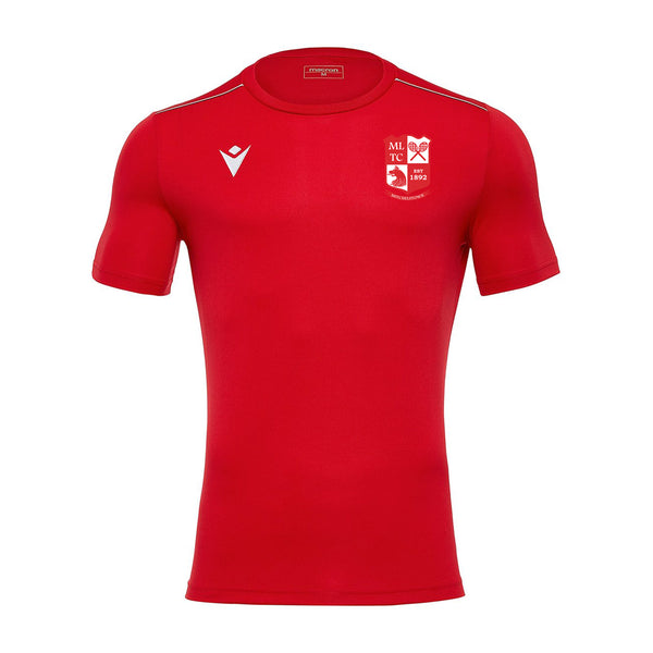 A photo of the Mitchelstown Tennis Club 'Rigel' T-Shirt in Red with embroidered club crest on left chest.