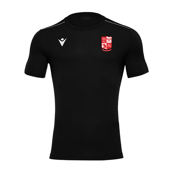 A photo of the Mitchelstown Tennis Club 'Rigel' T-Shirt in Black with embroidered club crest on left chest.