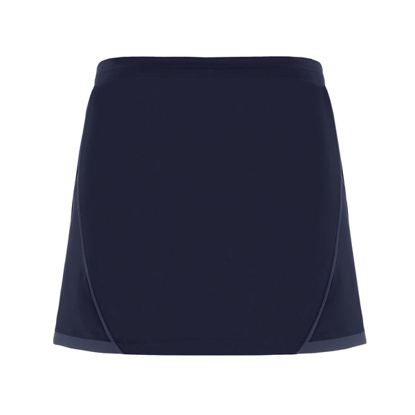 A photo of the Moate Tennis Club 'Inuit' Skort in Navy, back view.