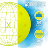 An image of the X-40 Pickleball specs; 40 machine deilled holes, 26grams, 74mm circumference