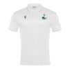 A photo of the Moate Tennis Club 'Draco' Polo Shirt in white with printed club crest on left chest. Front view.