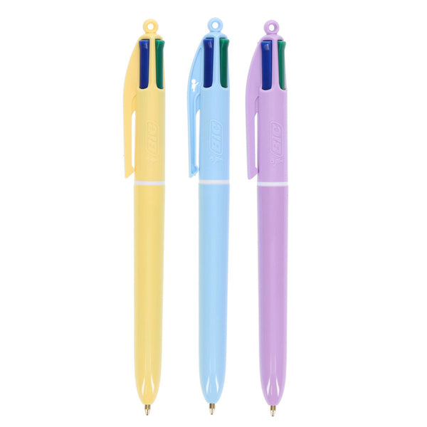 A photo of the BIC Pkt.3 4 Colour Ballpoint Pen Pastel Barrel, assorted pastel individual colours