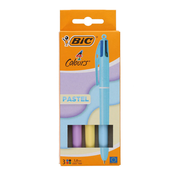 A photo of the BIC Pkt.3 4 Colour Ballpoint Pen Pastel Barrel, carded