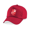 A photo of the Mitchelstown Tennis Club Baseball Cap in Red with Club Crest front center.