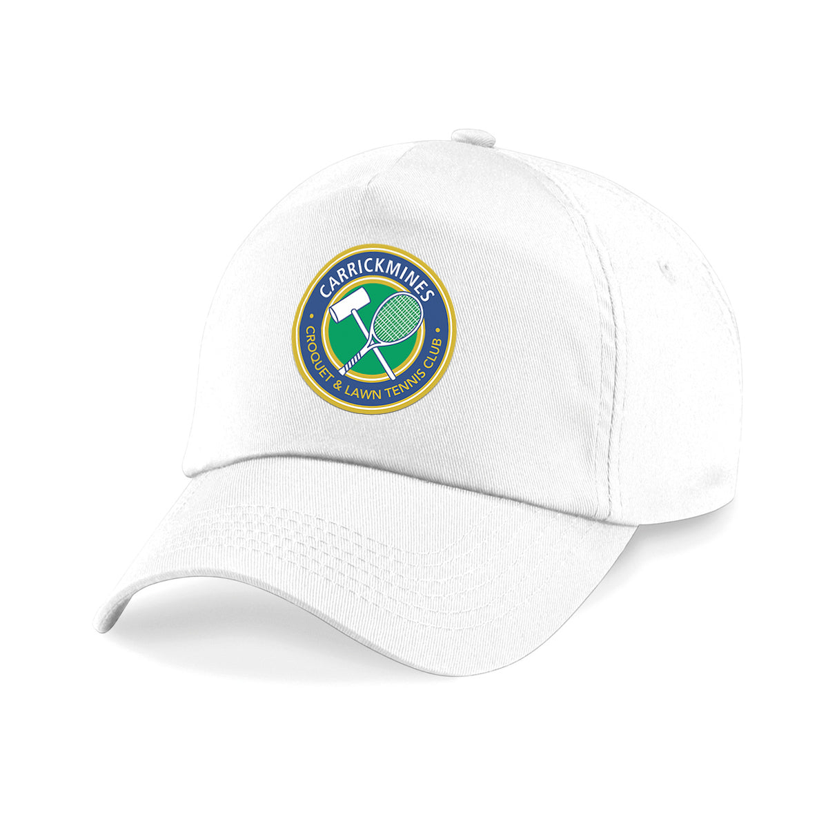 A photo of the Carrickmines CLTC Baseball Hat in White with embroidered club crest front center.