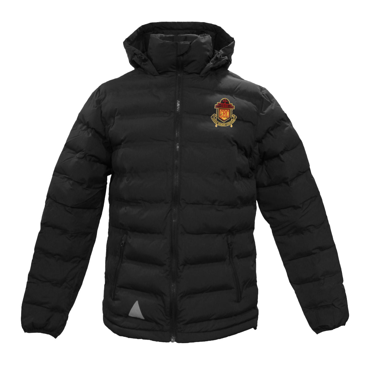 A photo of the CBC Cork Senior Coat in Black with embroidered crest on left chest.