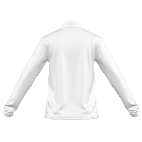 A photo of the Elm Park Ladies Entrada 22 MTO Full Zip Jacket in White. Rear view.