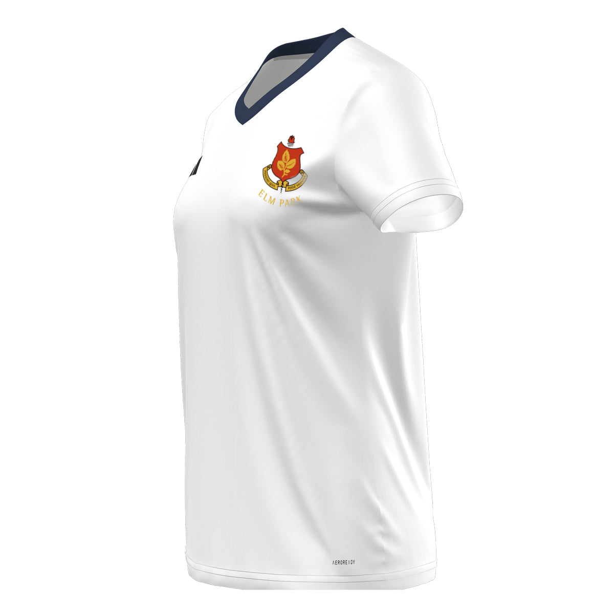 A photo of the Elm Park Ladies Entrada 22 MTO Jersey in White. Side view.