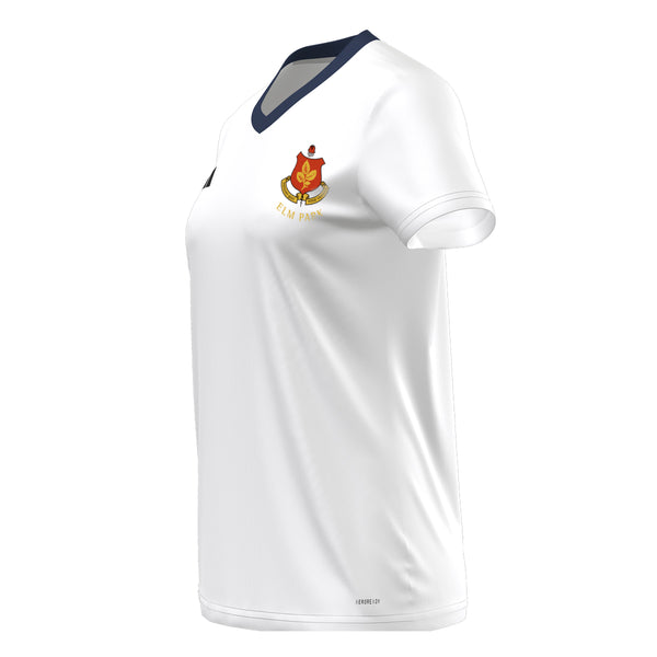 A photo of the Elm Park Ladies Entrada 22 MTO Jersey in White. Side view.
