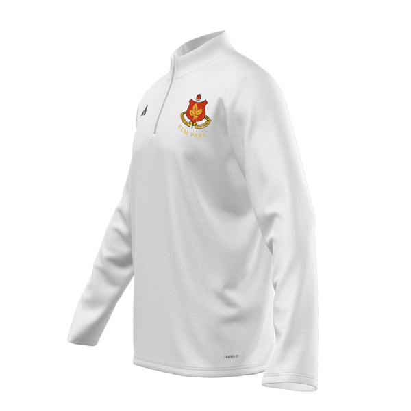 A photo of the Elm Park Mens Ent 22 MTO 1/4 Zip Midlayer in White. Side view.