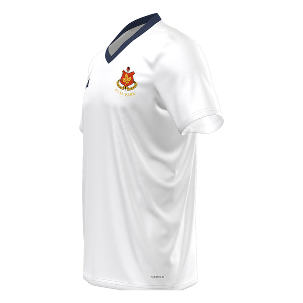 A photo of the Elm Park Mens MTO Jersey in White. Side view.