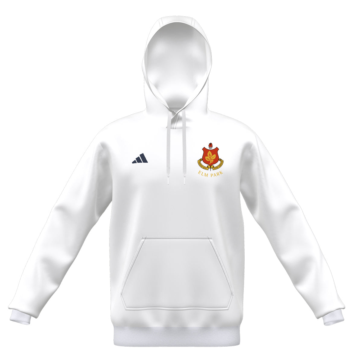 A photo of the Elm Park Adidas Entrada 22 MTO Hoody in White, front view.