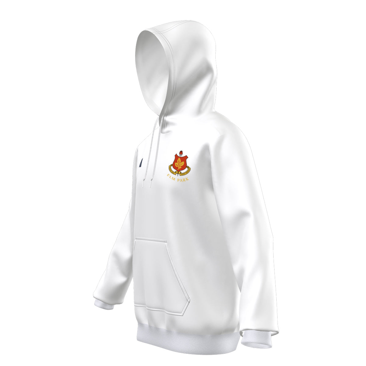 A photo of the Elm Park Adidas Entrada 22 MTO Hoody in White, side view.