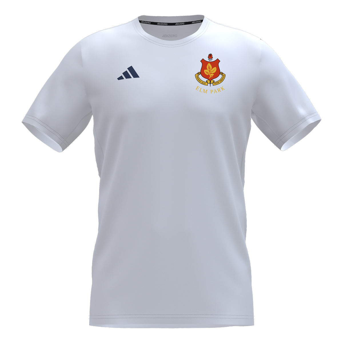 A photo of the Elm Park Mens Adi Zero MTO Jersey in White. Front view.