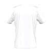 A photo of the Elm Park Mens Entry MTO Polo Shirt on White with Navy Stripes. Rear view.