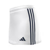 A photo of the Elm Park Adidas Entrada 22 MTO Skort in White with Navy Stripes & adidas logo, side view.