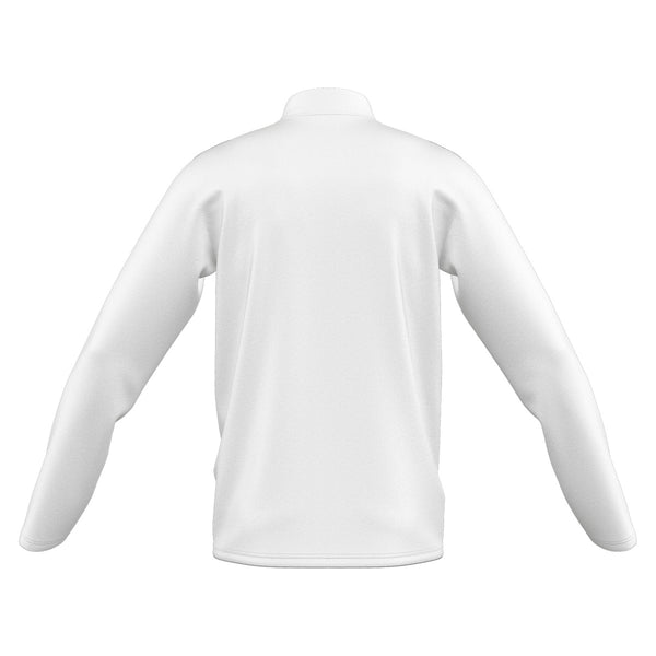 A photo of the Elm Park Mens Ent 22 MTO 1/4 Zip Midlayer in White. Rear view.
