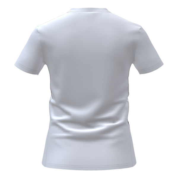 A photo of the Elm Park Ladies Adi Zero MTO Tee in White. Rear View.