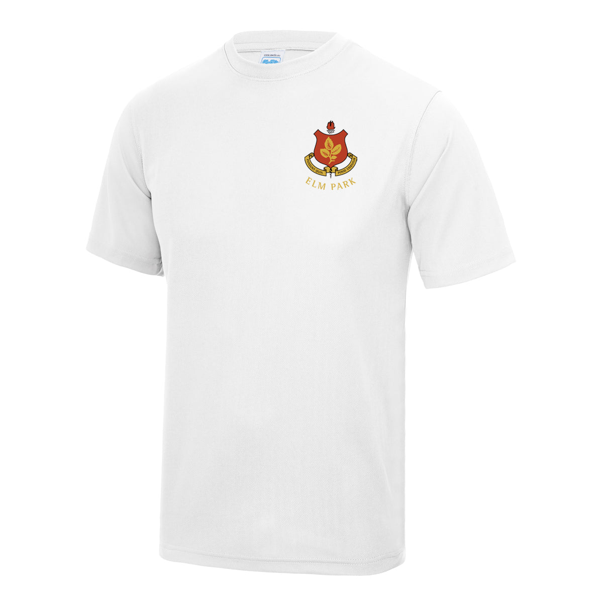 A photo of the Elm Park Tennis T-Shirt with club crest on left chest. Front view.