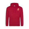 A photo of the Mitchelstown Tennis Club Hoody in Red with embroidered club crest on left chest. Front View