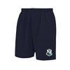 A photo of the Moate Tennis Club Short in Navy with printed club crest on left leg.
