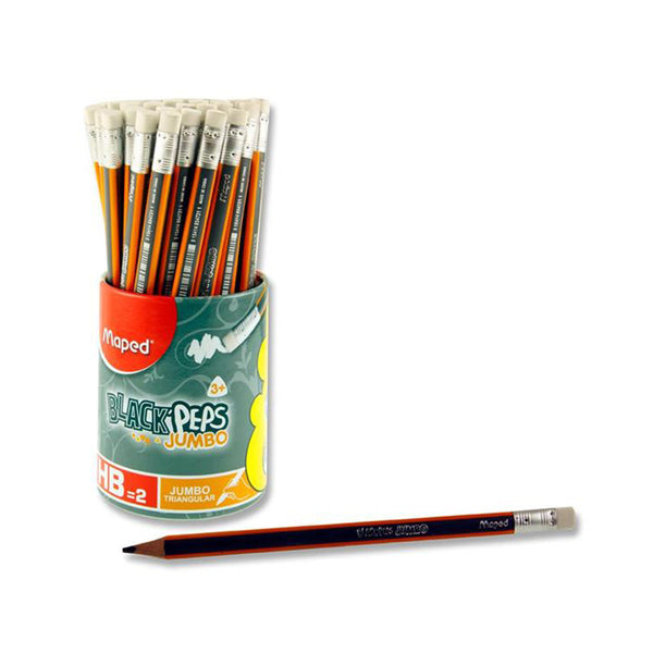 A photo of the Maped 'peps Jumbo Triangular Graphite Hb Pencil With Eraser