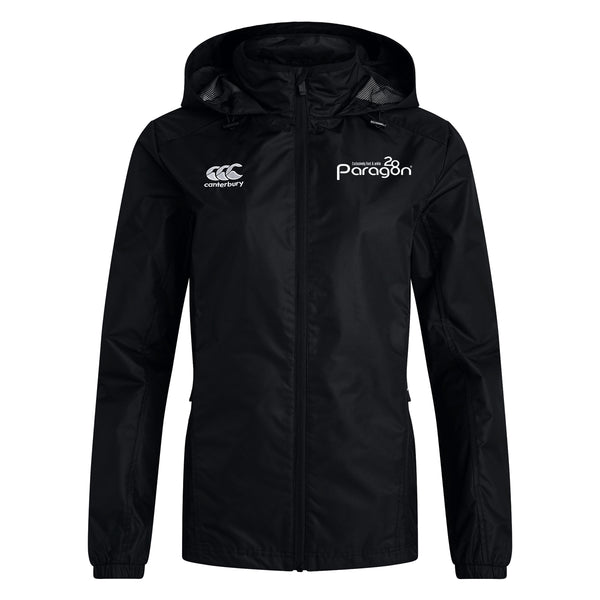 Paragon28 Ladies Full Zip Rainjacket with Paragon28 logo on left chest.