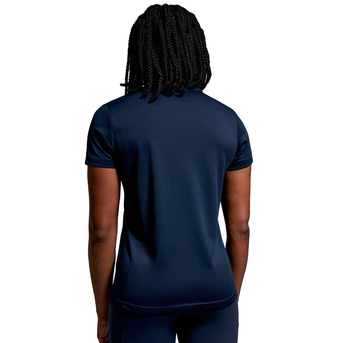 Model wearing Canterbury Club Dry Tee Female in Navy, Back