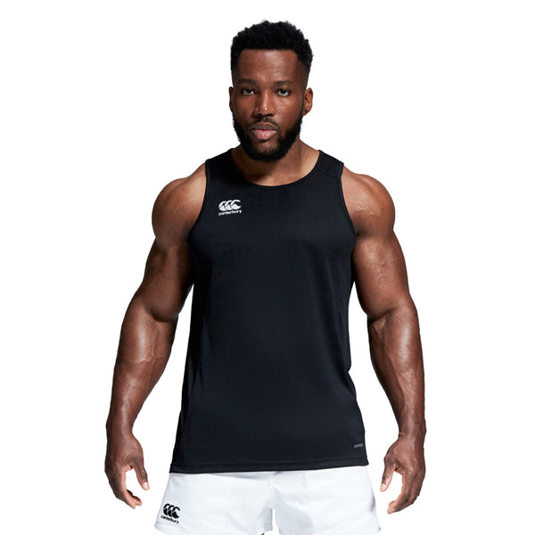 Model wearing Canterbury Club Dry Singlet in Black