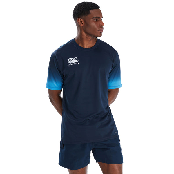 Model wearing Canterbury Accent Club Playing Jersey in Navy/Blue