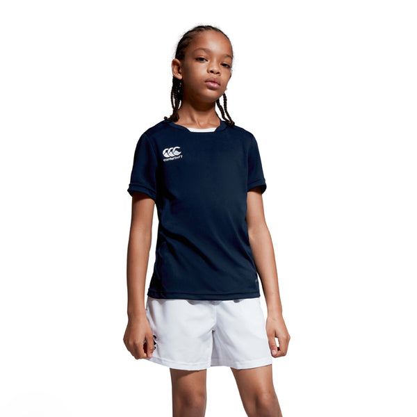 Photo of model wearing the Canterbury Club Dry Tee Junior Navy