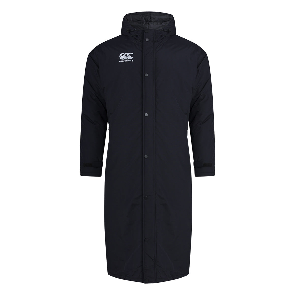 Canterbury Club Subs Jacket in Black, front view