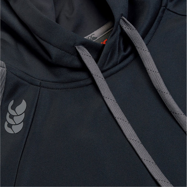 Photo of Canterbury Ladies Elite Training Hoody Black, close up of hood and laces