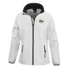 A photo of the Celbridge Tennis Club Ladies Softshell Jacket in White with embroidered club crest on left chest.