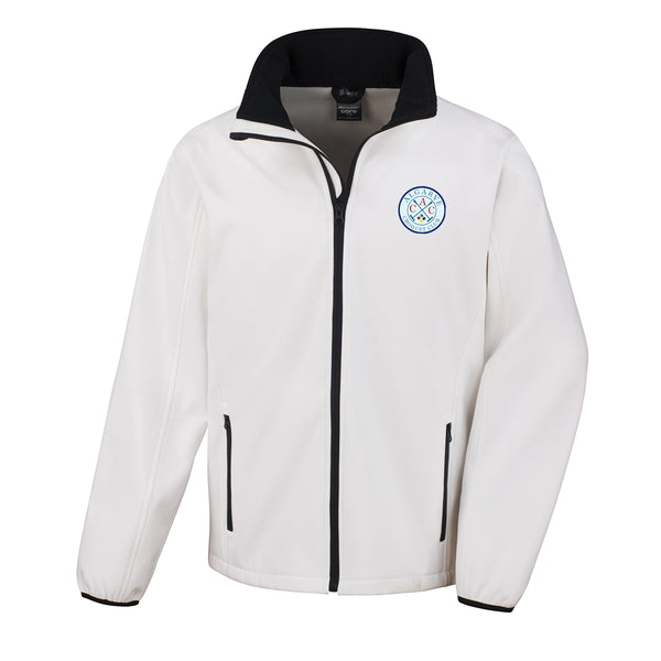 Algarve Croquet Club Mens Softshell in White, with embroidered club crest on left chest.