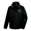 A photo of the Celbridge Tennis Club Mens Softshell Jacket in Black with embroidered club crest on left chest.