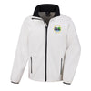 A photo of the Celbridge Tennis Club Mens Softshell Jacket in White with embroidered club crest on left chest.