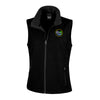 A photo of the Celbridge Tennis Club Ladies Softshell Gilet in Black with embroidere club crest on left chest.