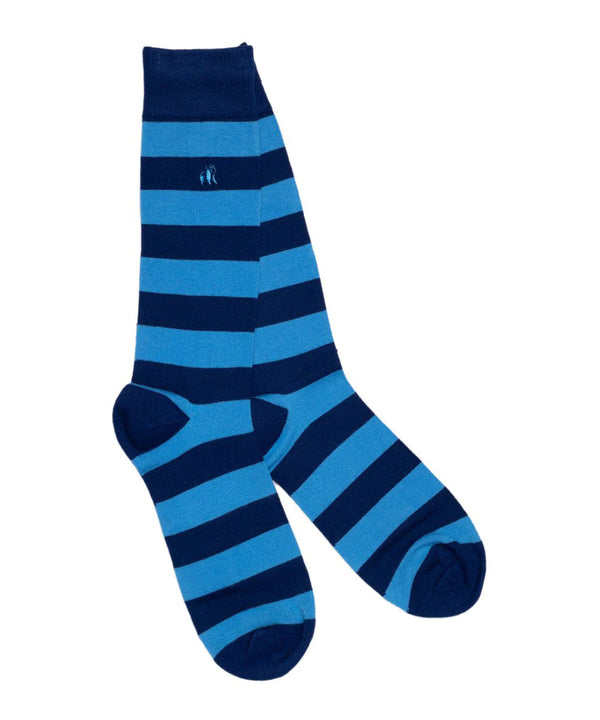 Swole Panda Sky Blue Striped Bamboo Socks