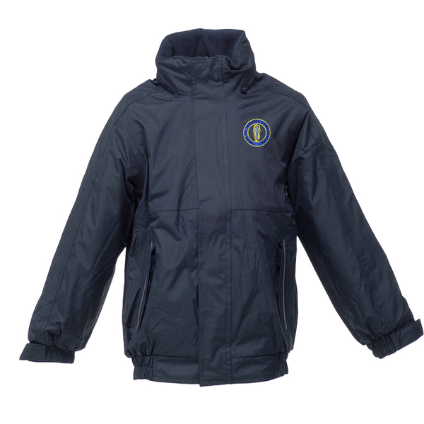 A photo of the Guardian Angels National School Jacket in Navy with embroidered school crest on left chest.
