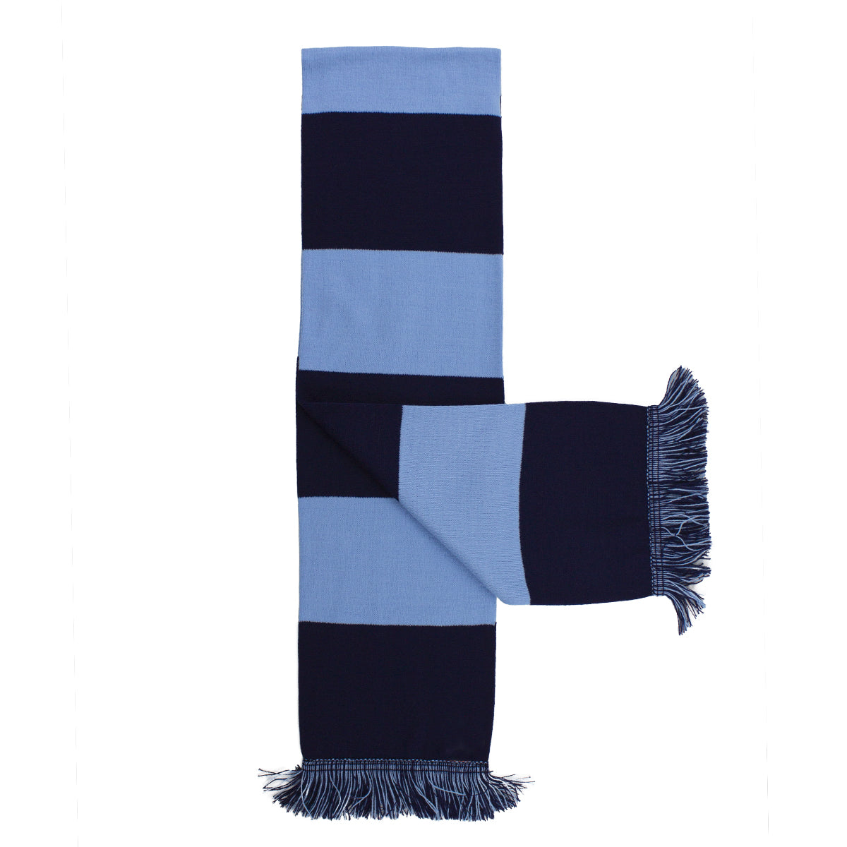 A photo of the Hedley Park Scarf in Navy/Blue Stripe
