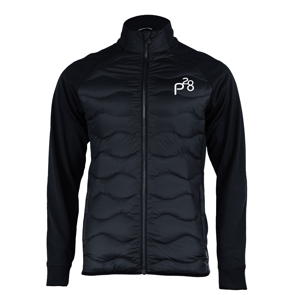 Paragon 28 Men's Premium Hybrid Down Jacket with P28 logo on left chest.