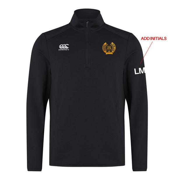 A photo of the Seapoint Mens 1/4 Zip Midlayer in Black with embroidered club crest