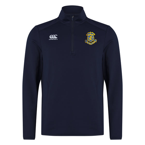A photo of the Wilson's Hospital 1/4 Zip Midlayer in Navy, back view