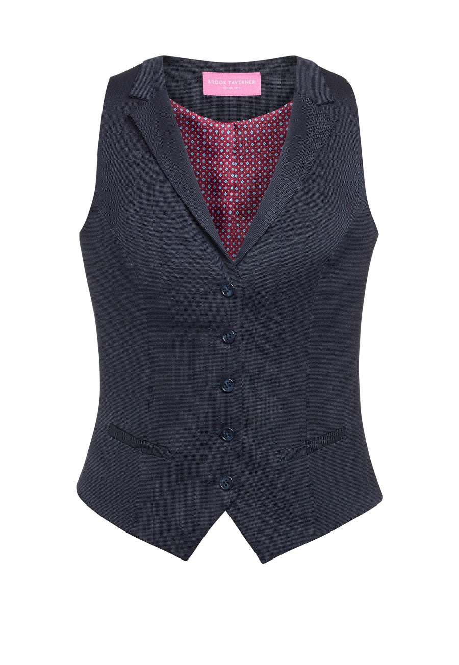 Brook Taverner Larissa Ladies Waistcoat in Navy Pin Dot