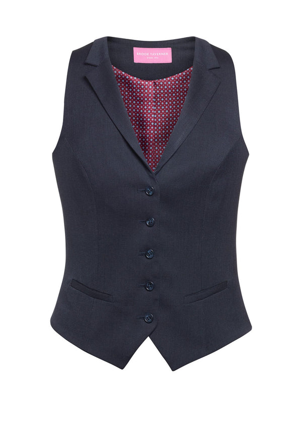 Brook Taverner Larissa Ladies Waistcoat in Navy Pin Dot