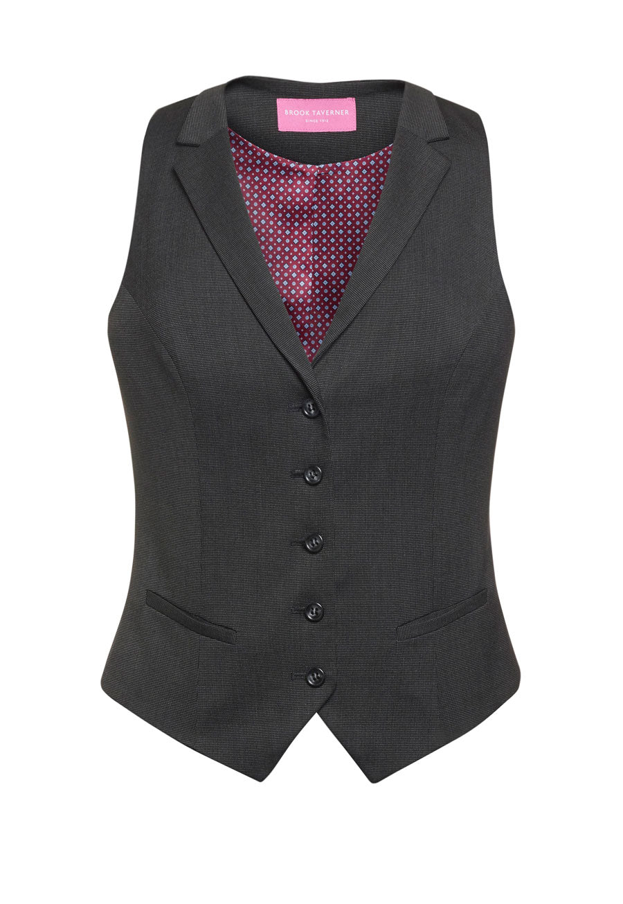 Brook Taverner Larissa Ladies Waistcoat in Charcoal Pin/Dot