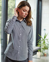 Ladies' Microcheck Gingham Long Sleeve cotton Shirt