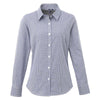 Ladies' Microcheck Gingham Long Sleeve cotton Shirt